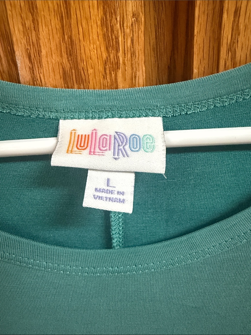 Lula Roe Teal Short Sleeve Swing Dress Large - Picture 3 of 3